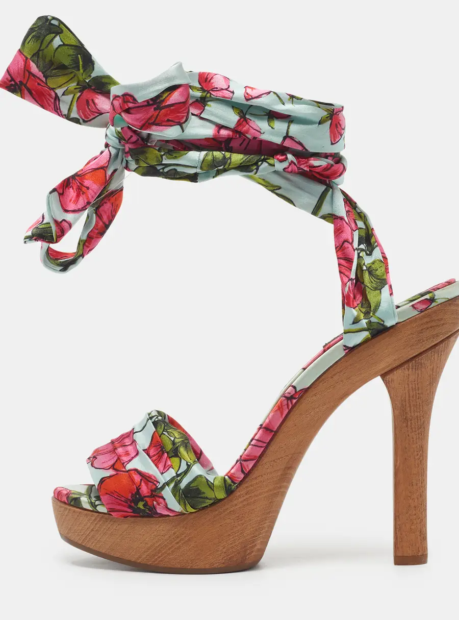 Dolce & Gabbana Size 39 Multicolor Satin Ankle Strap Sandals