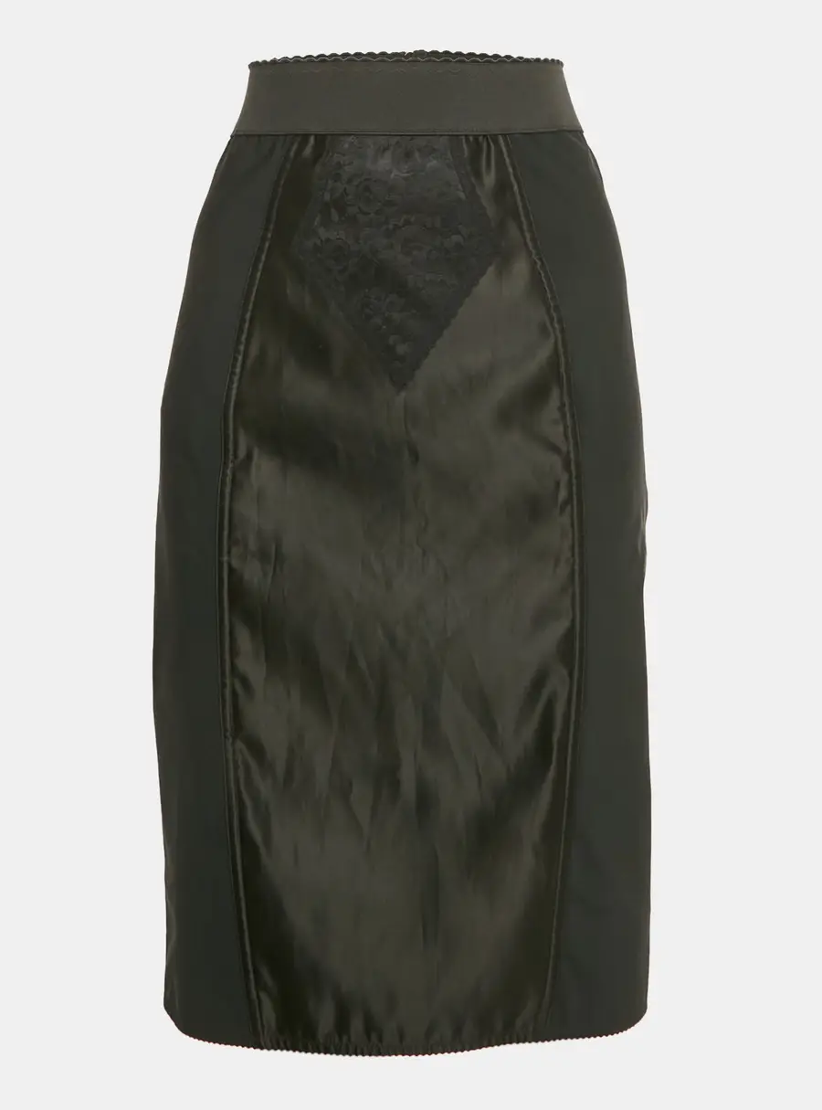 Dolce & Gabbana Black Stretch Crepe and Satin Pencil Skirt M