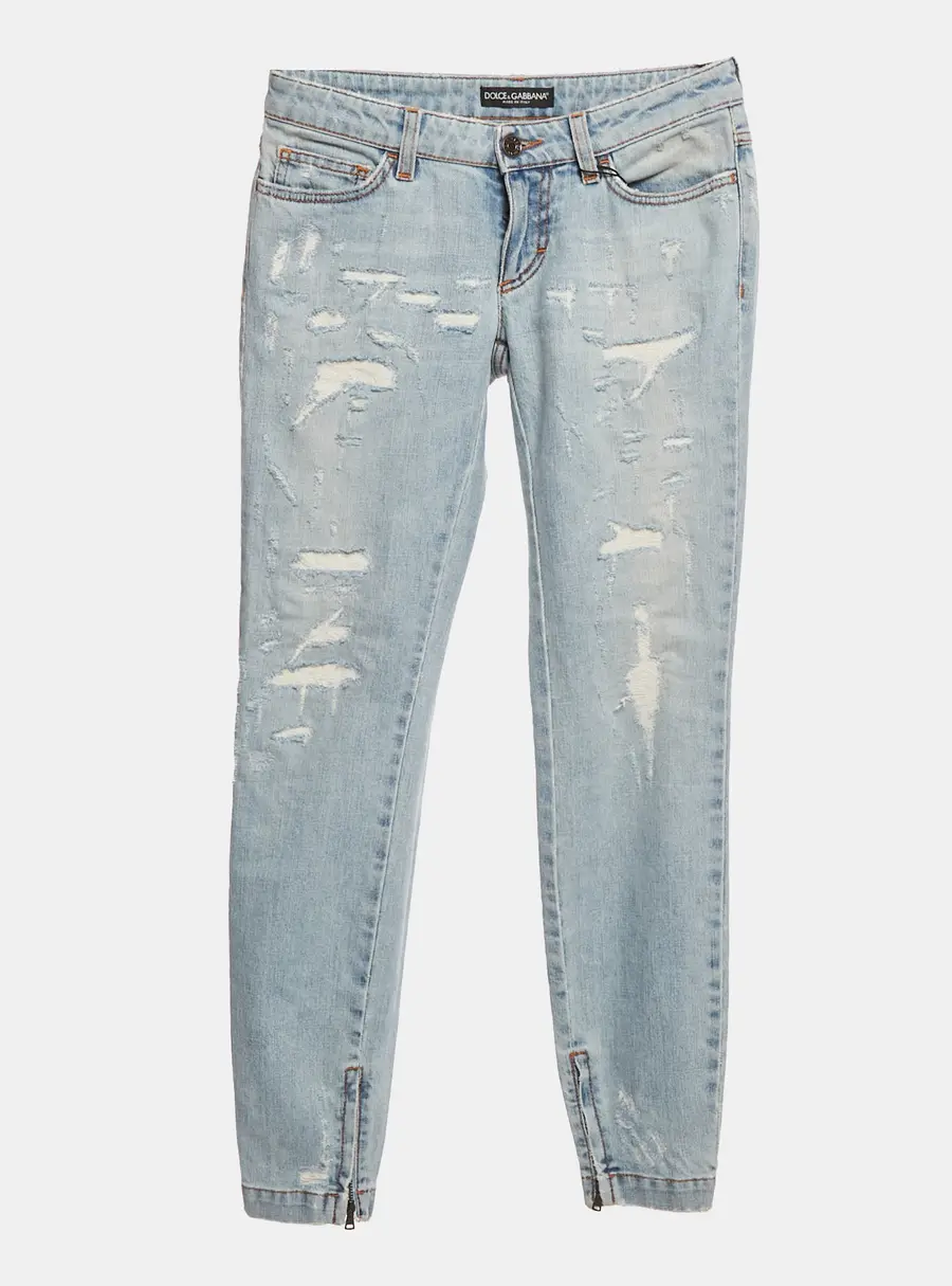 Dolce & Gabbana Blue Distressed Denim Pretty Fit Jeans XS/Waist 26"