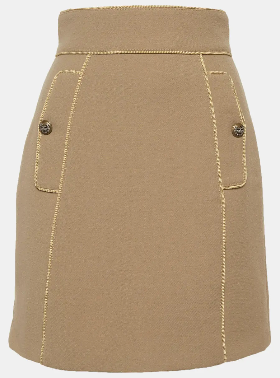 Dolce & Gabbana Beige Wool Flap Pocket Detail Mini Skirt S