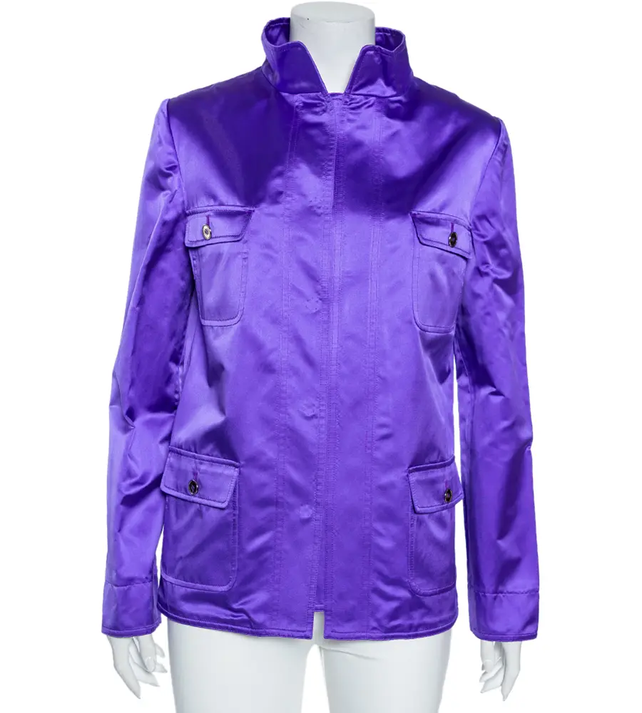 Dolce & Gabbana Purple Silk Satin Button Front Jacket M