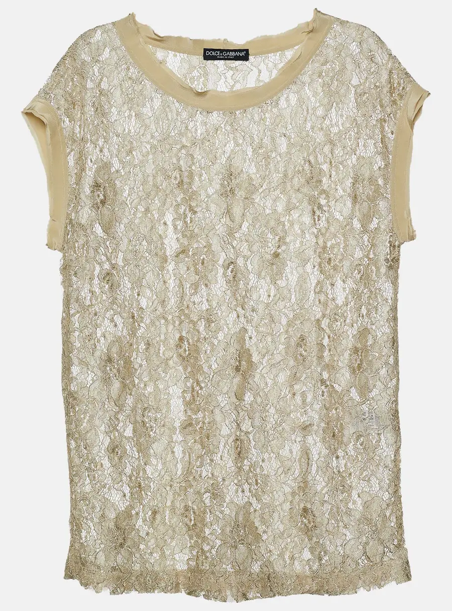 Dolce & Gabbana Green Floral Lace Top M
