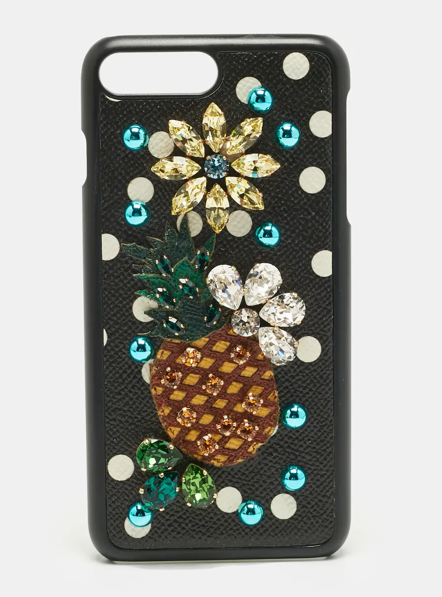 Dolce & Gabbana Multicolor Fruit Print Leather Crystal Embellished iPhone 7 Plus Case