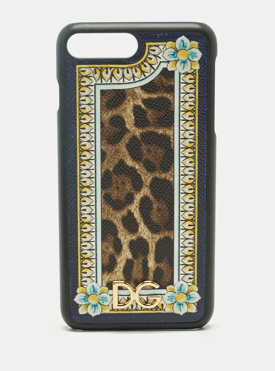 Dolce & Gabbana Multicolor Leopard and Floral Print Coated Canvas iPhone 7 Case