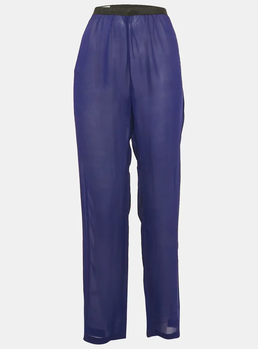Dries van Noten Blue Silk Sheer Trousers M