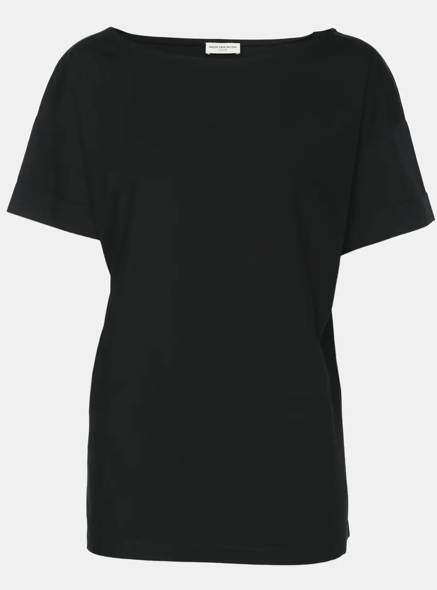 Dries van Noten Black Cotton Crew Neck T-Shirt M