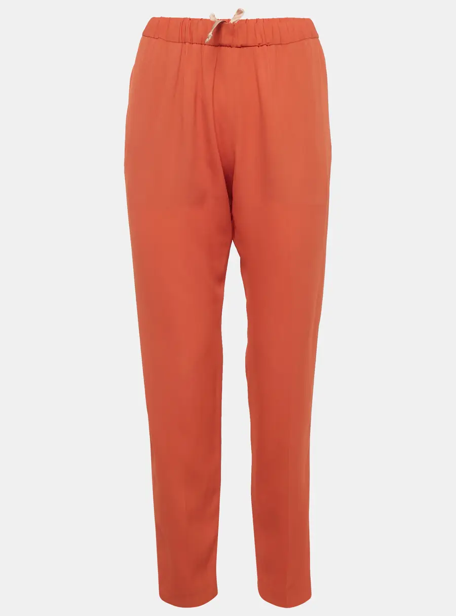 Dries van Noten Burnt Orange Crepe Formal Trousers S