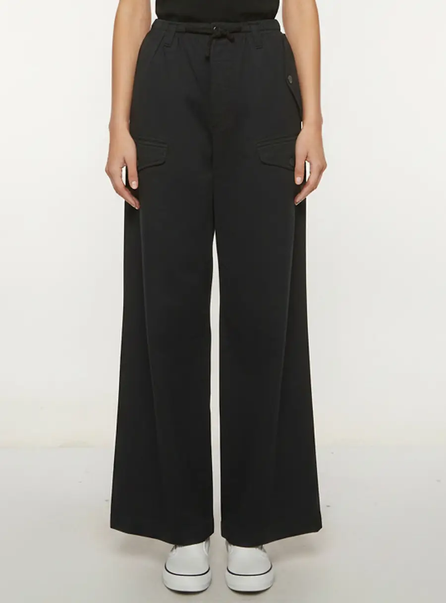 Dries Van Noten Black Cotton Drawstring Pants XL