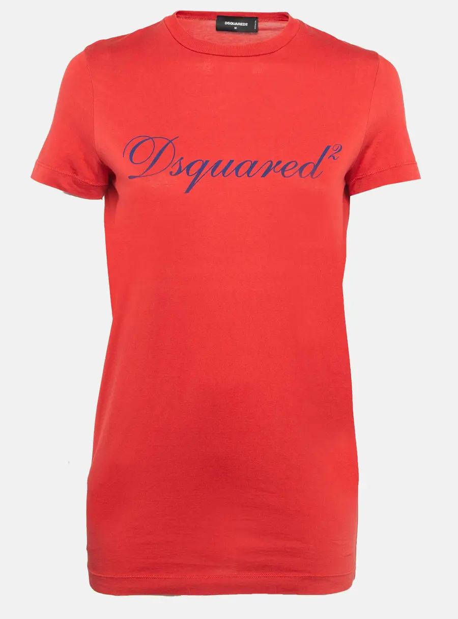 Dsquared2 Red logo Print Jersey Short Sleeve T-Shirt M