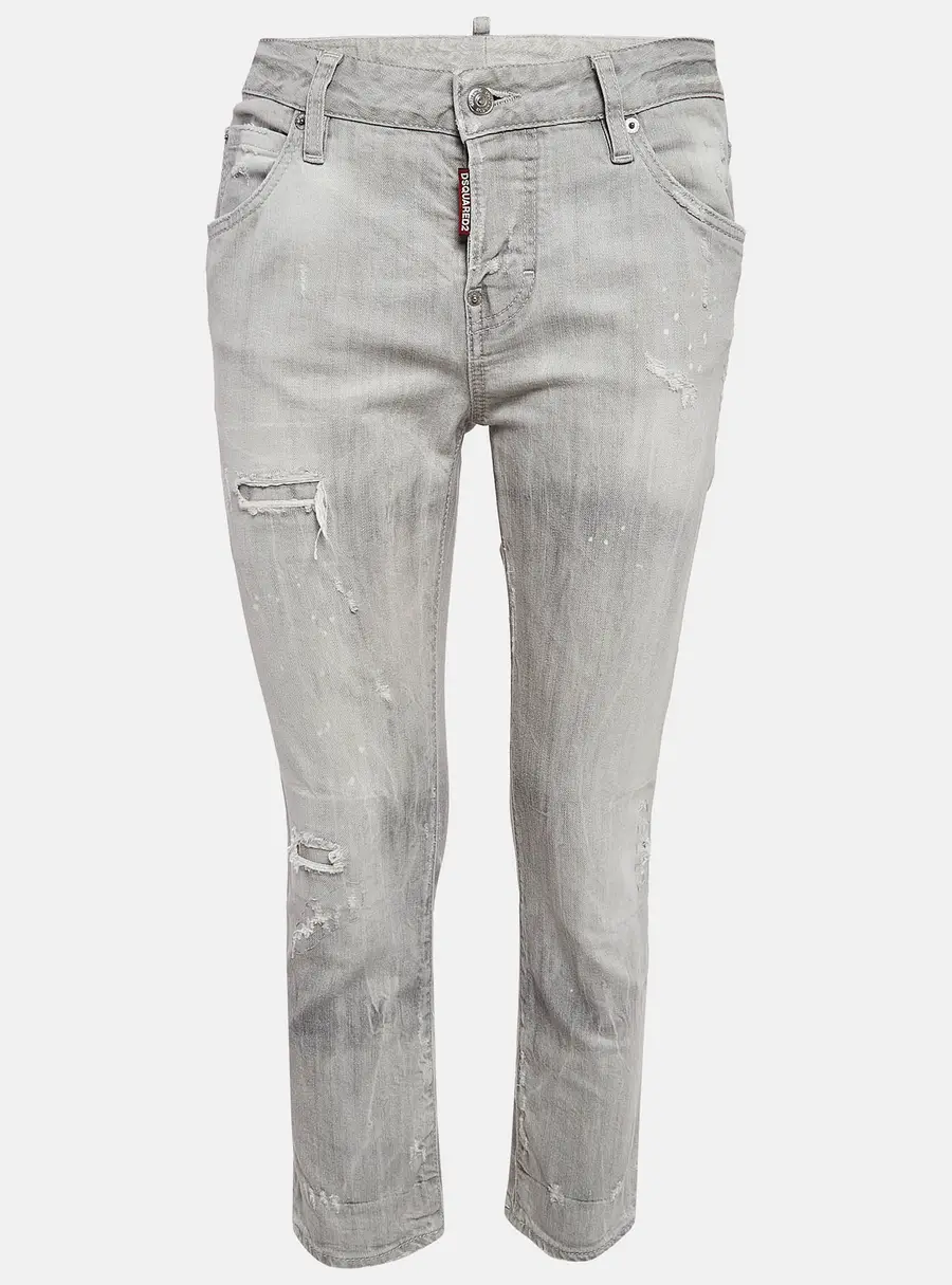 Dsquared2 Grey Distressed Denim Jeans S Waist 32"