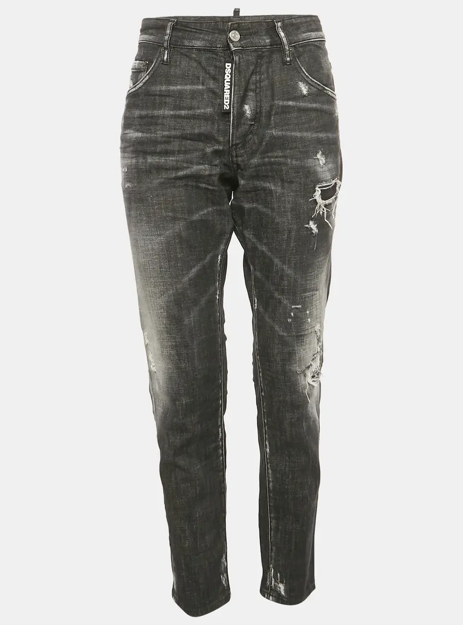 Dsquared2 Black Distressed Denim Dan Jeans S Waist 30"