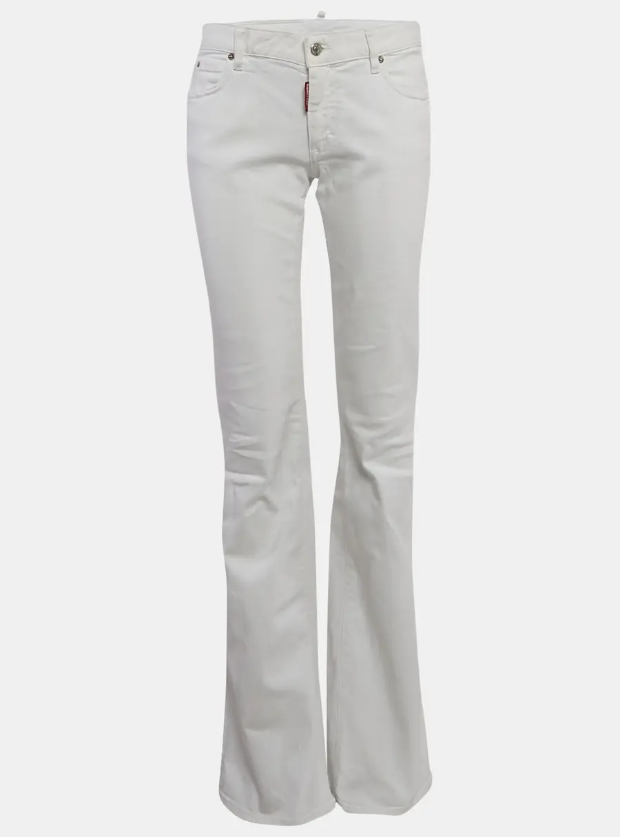 Dsquared2 White Denim Wide Leg Jeans S Waist 31"