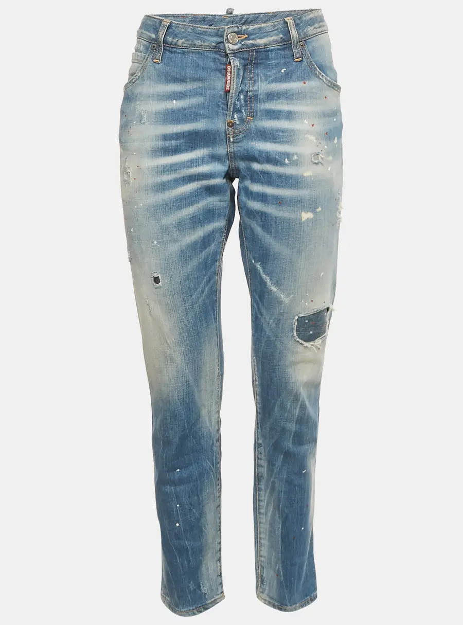 Dsquared2 Blue Painted Denim Cool Girl Jeans L Waist 34"