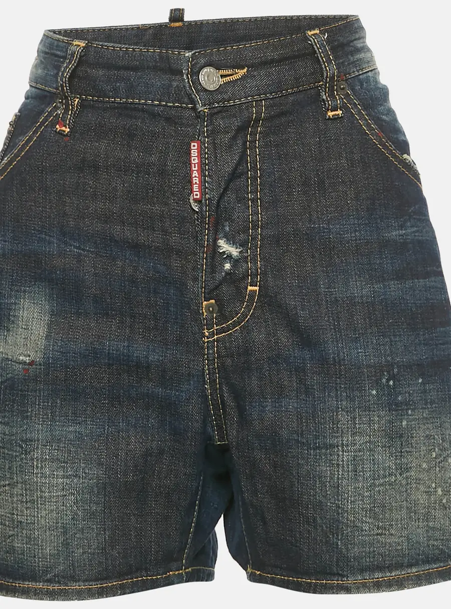 Dsquared2 Blue Distressed Denim Shorts L Waist 35"