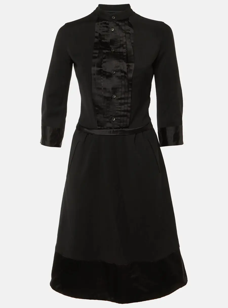 Dsquared2 Black Wool & Satin Midi Dress S