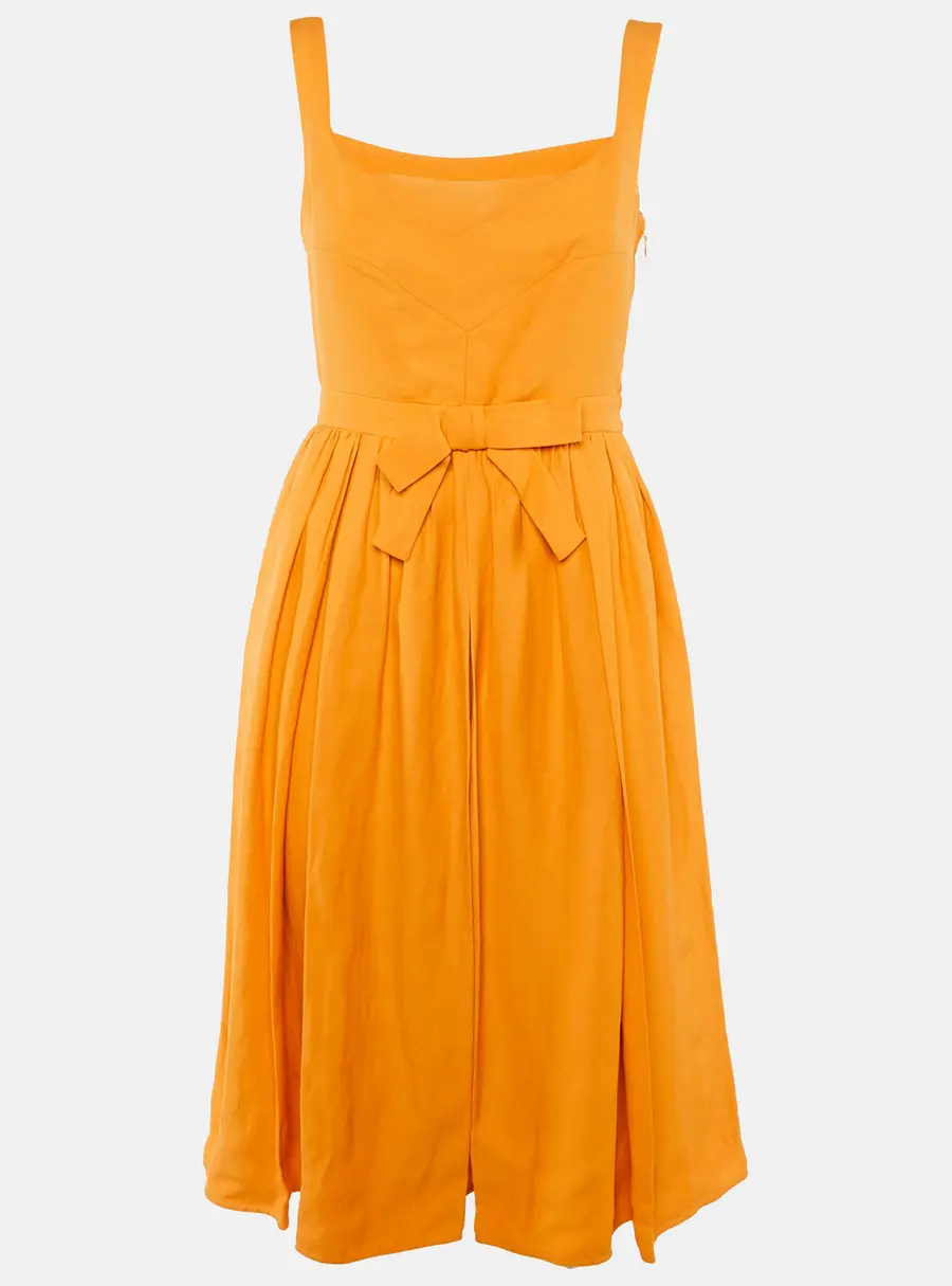 Dsquared2 Orange Crepe Bow Detail Midi Dress M