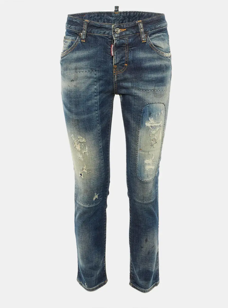 Dsquared2 Blue Denim Distressed Slim Fit Jeans S Waist 29"