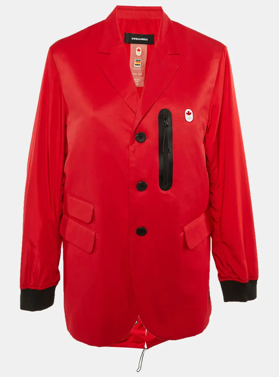 DSQUARED2 X Hudson's Bay Red Printed Cotton & Nylon Olympic Opening Ceremony Popdium Jacket L
