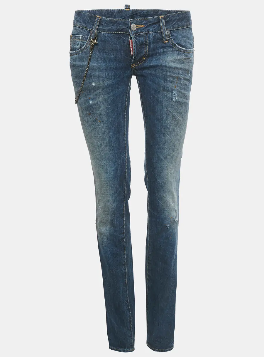 Dsquared2 Blue Denim Distressed Slim Fit Jeans S Waist 30"