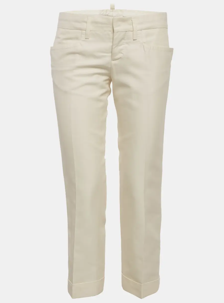 Dsquared2 Cream Cotton Blend Capri Trousers M