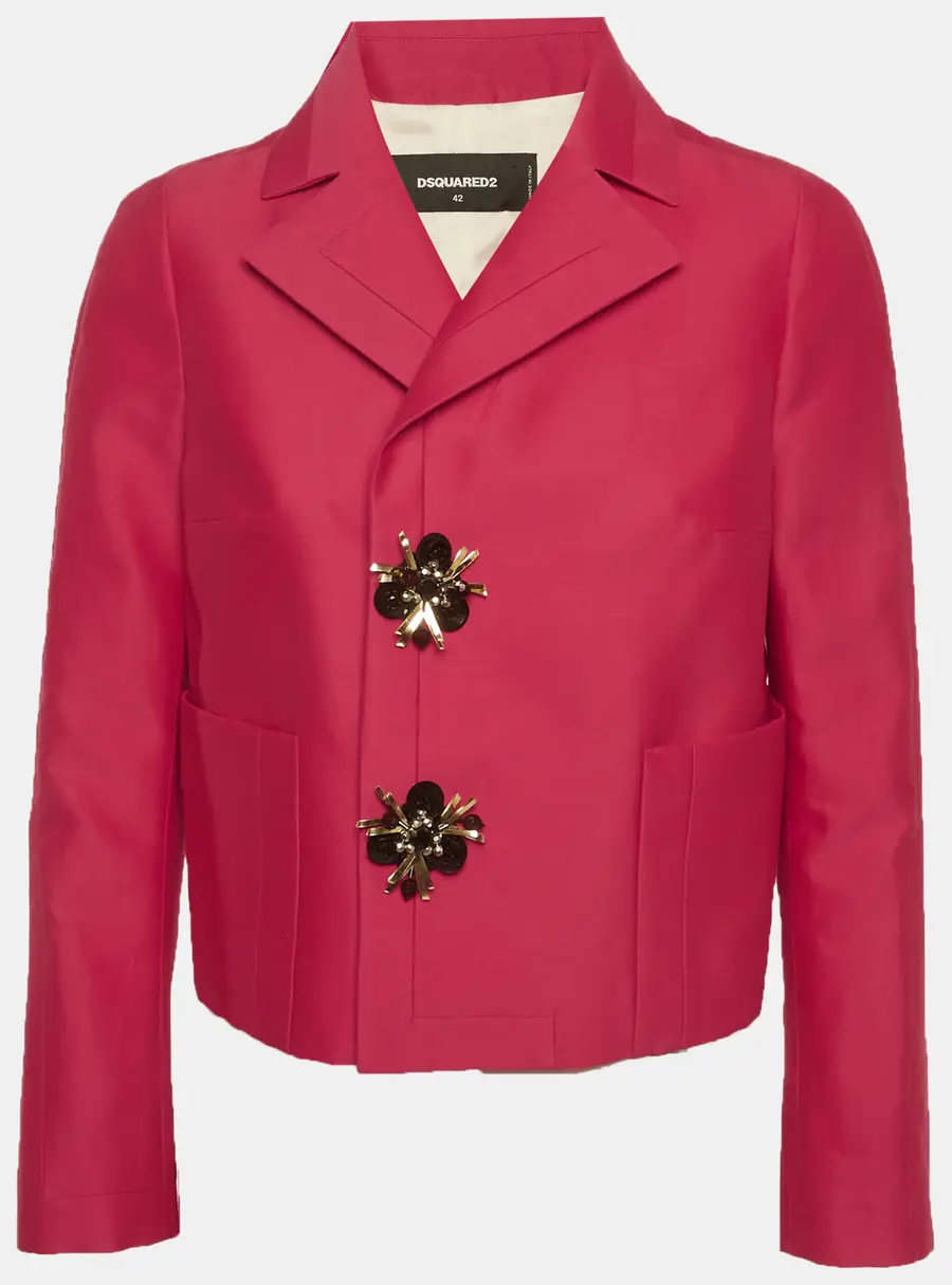 Dsquared2 Pink Silk Blend Regular Fit Blazer M