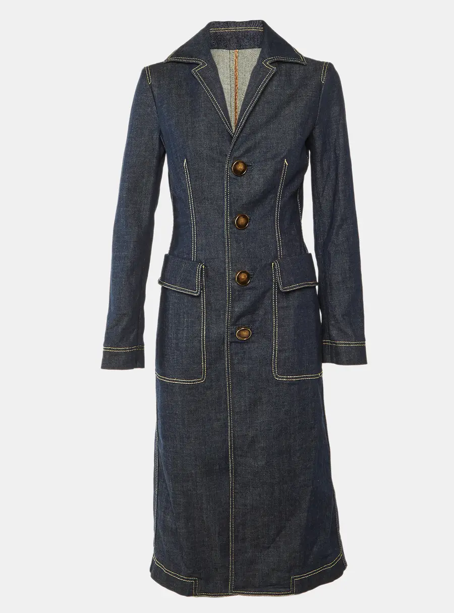 Dsquared2 Navy Blue Denim Buttoned Overcoat M
