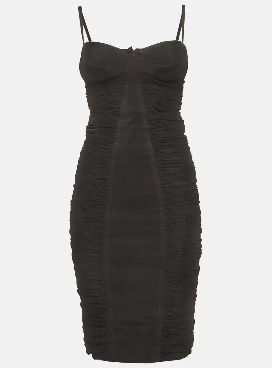 Dsquared2 Black Tulle Ruched Bodycon Dress M