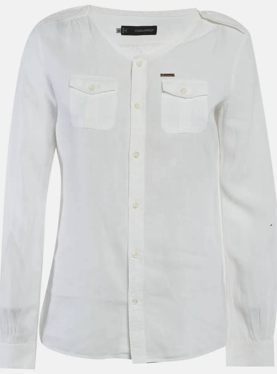Dsquared2 White Linen Button Up Shirt M