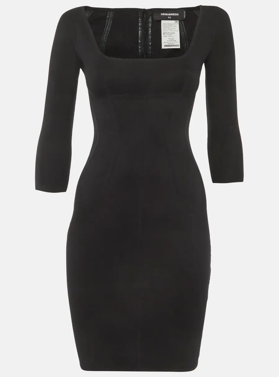 Dsquared2 Black Cotton Knit Scoop Neck Mini Dress XS