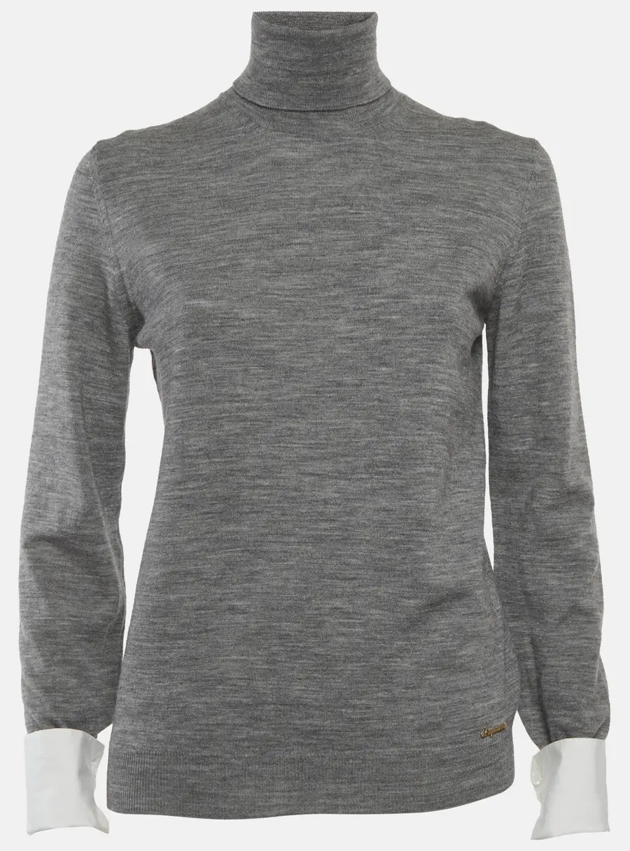 Dsquared2 Grey Wool Blend Knitted Turtleneck Sweater L