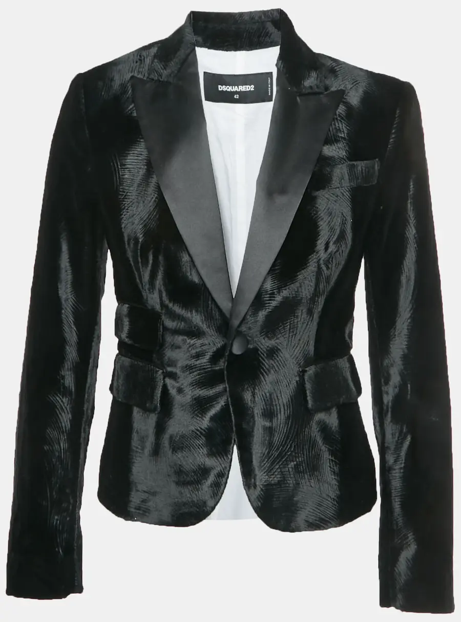 Dsquared2 Black Velvet Single Breasted Blazer M