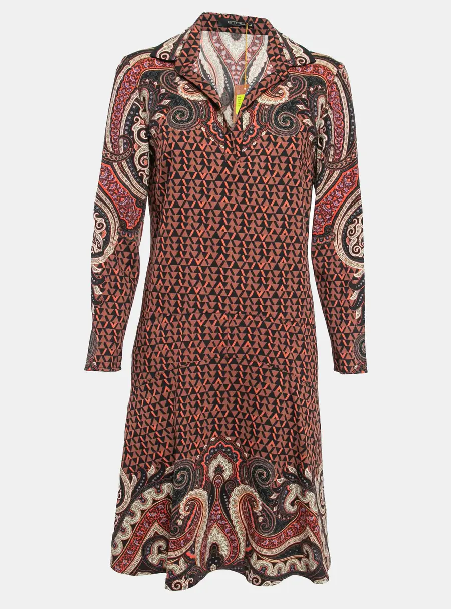 Etro Multicolor Paisley Print Crepe Wool Flared Short Dress M