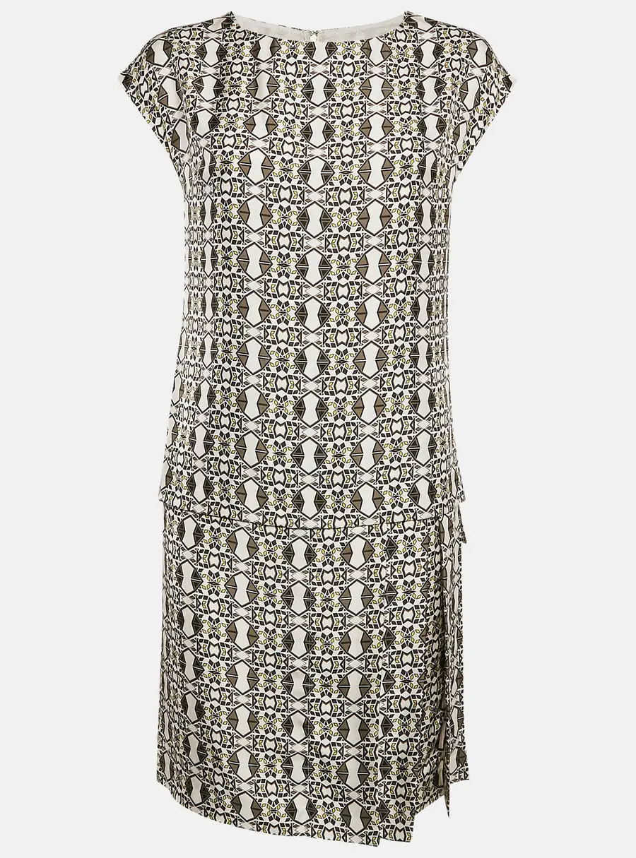 Etro Green Printed Silk Layered Shift Dress S