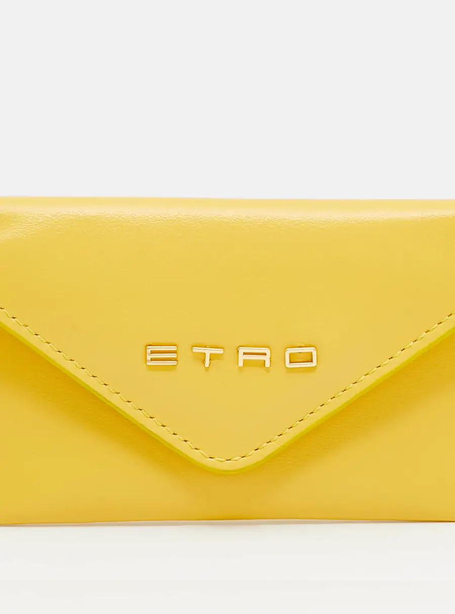 Etro Yellow Leather Card Holder