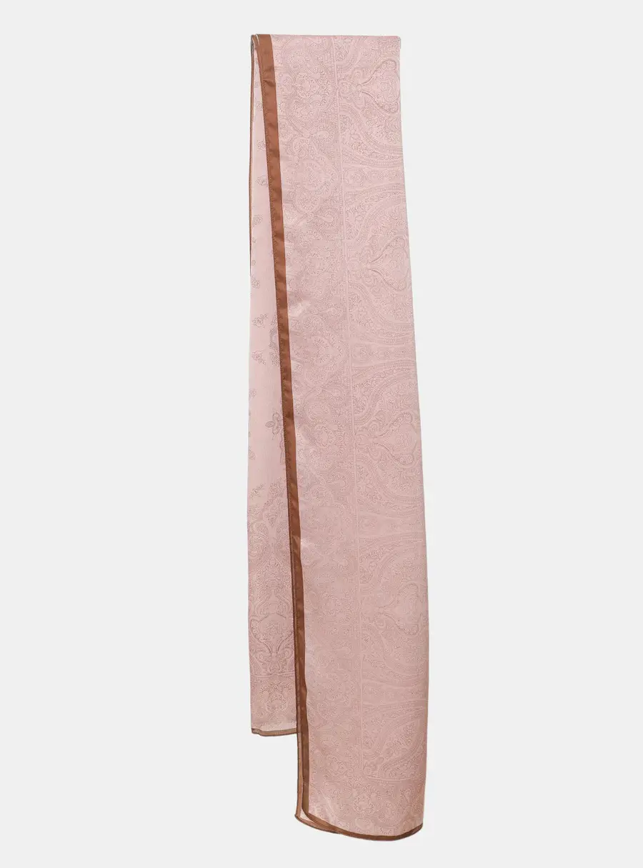 Etro Pink/Brown Paisley Print Silk Scarf