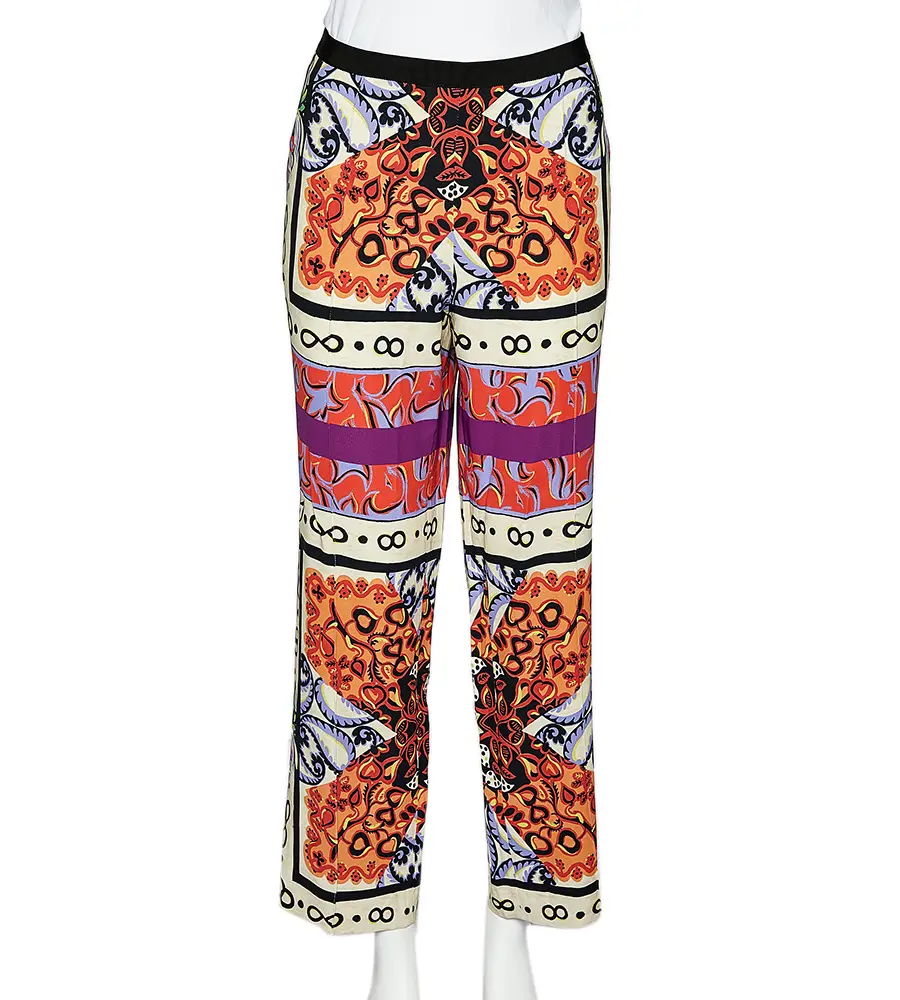 Etro Multicolor Paisley Print Crepe Straight Fit Trousers XL