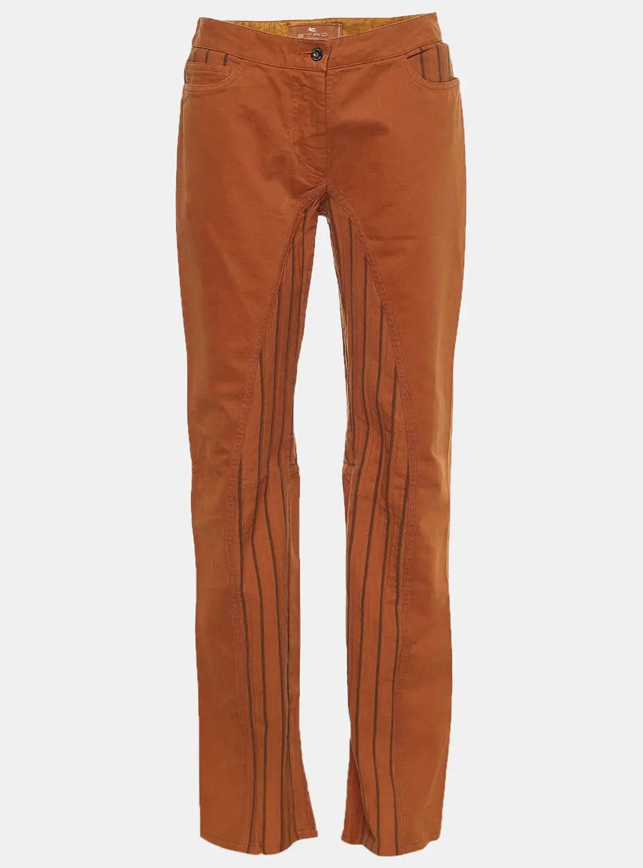 Etro Brown Stripe Paneled Cotton Pants M