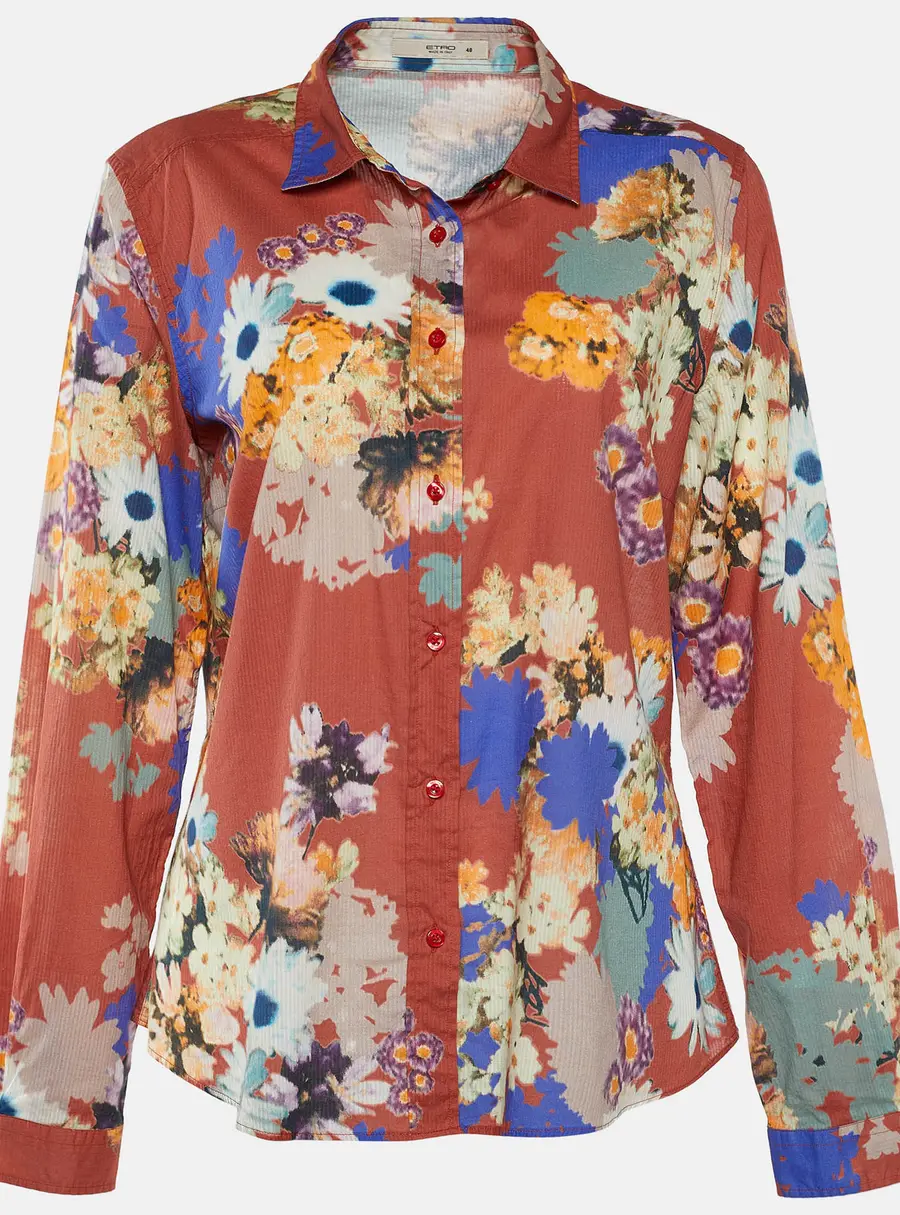 Etro Multicolor Floral Printed Cotton Long Sleeve Button Front Shirt L