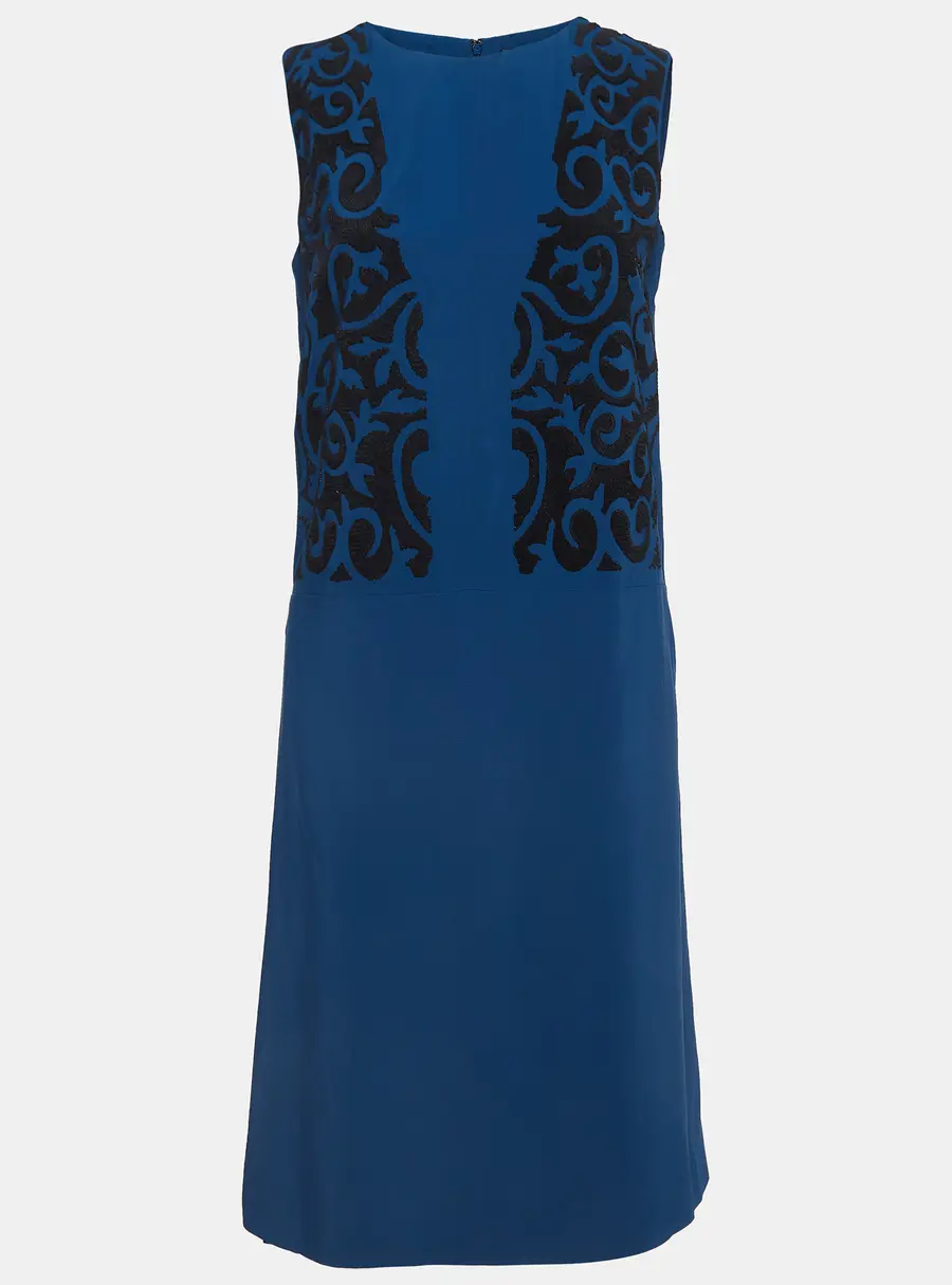 Etro Blue Embellished Sleeveless Shirt Dress S