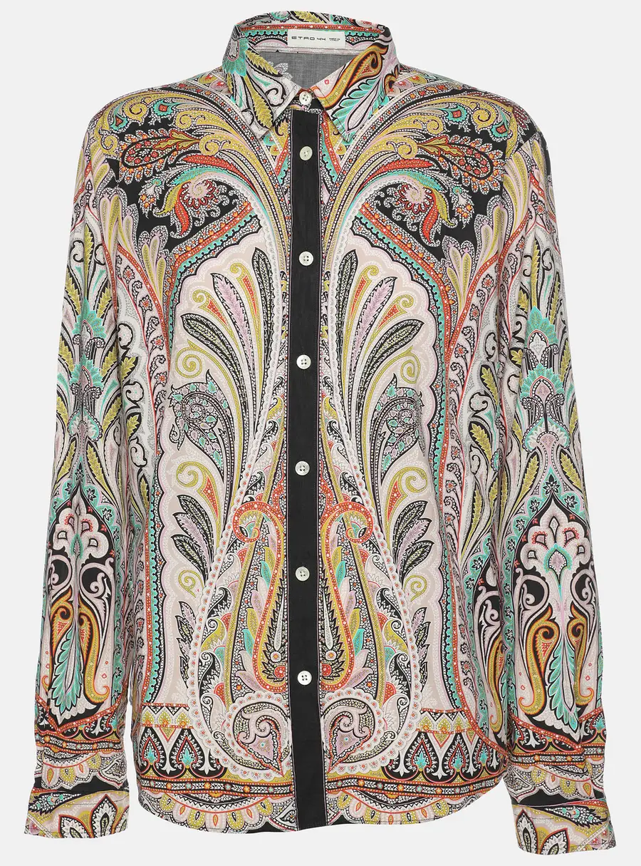 Etro Multicolor Print Cotton Blend Full Sleeve Shirt M