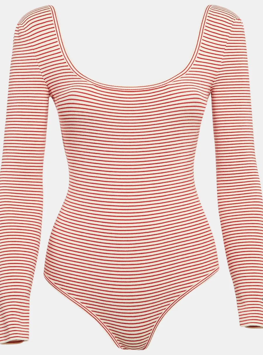 Etro Red/White Striped Jersey Long-Sleeve Bodysuit S