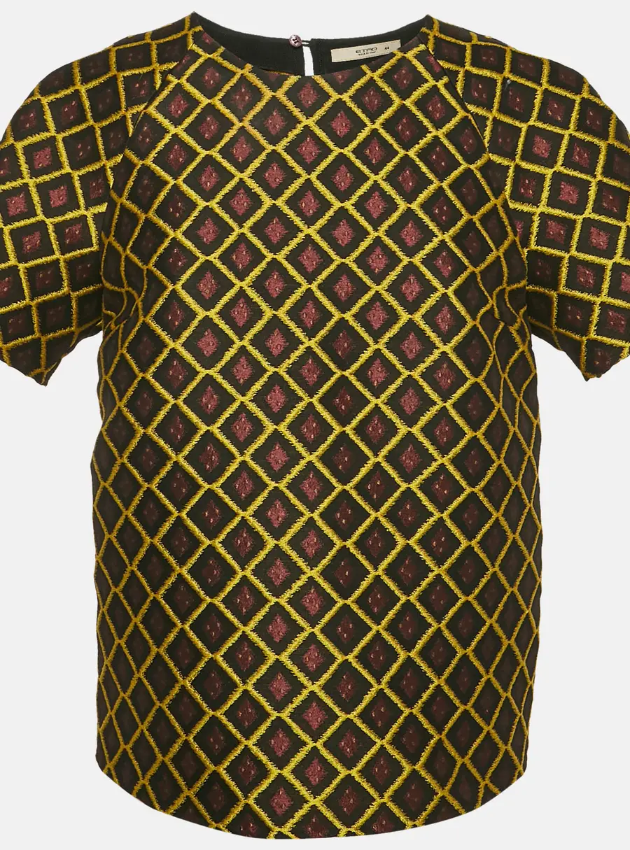 Etro Brown/Yellow Geometric Jacquard Blouse M