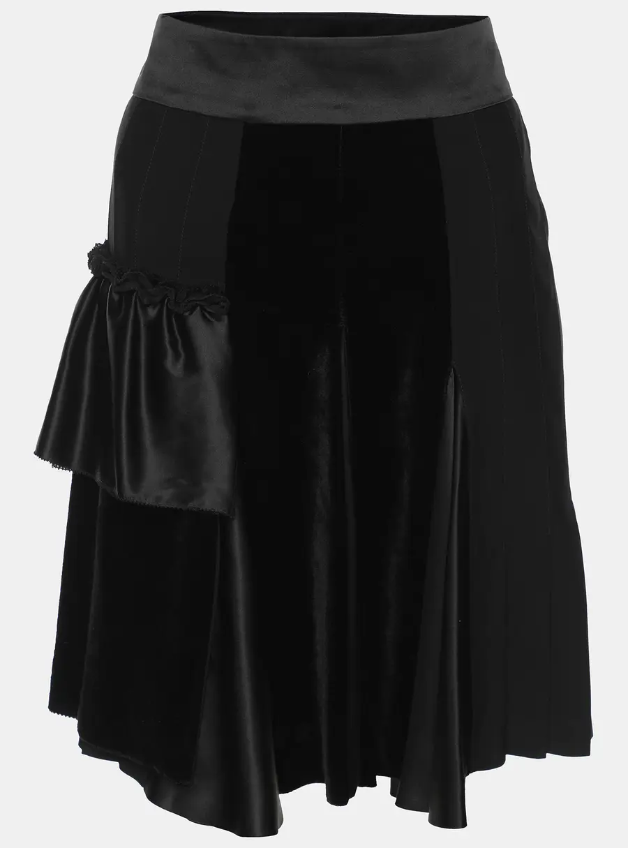 Etro Black Silk Velvet Ruffled Skirt M