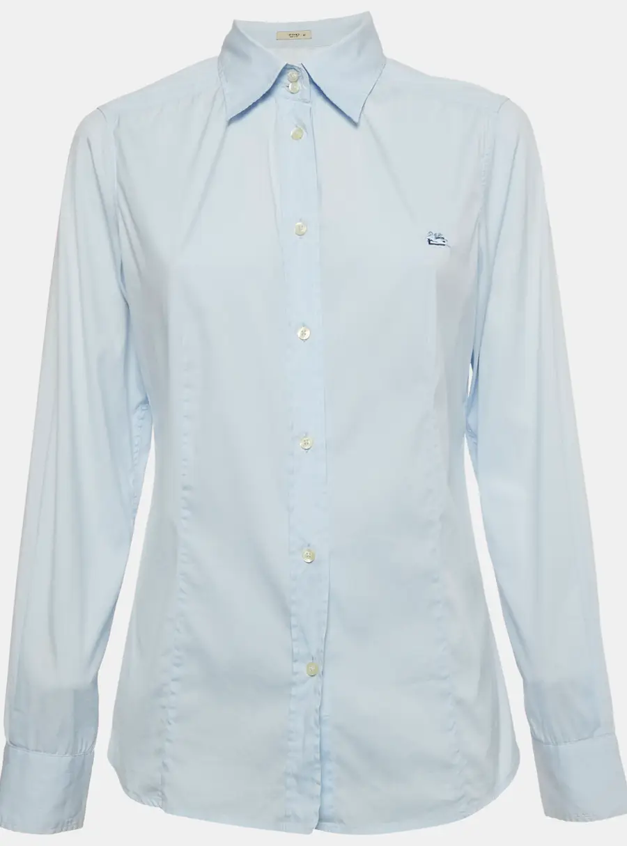 Etro Blue Cotton Long Sleeve Shirt M