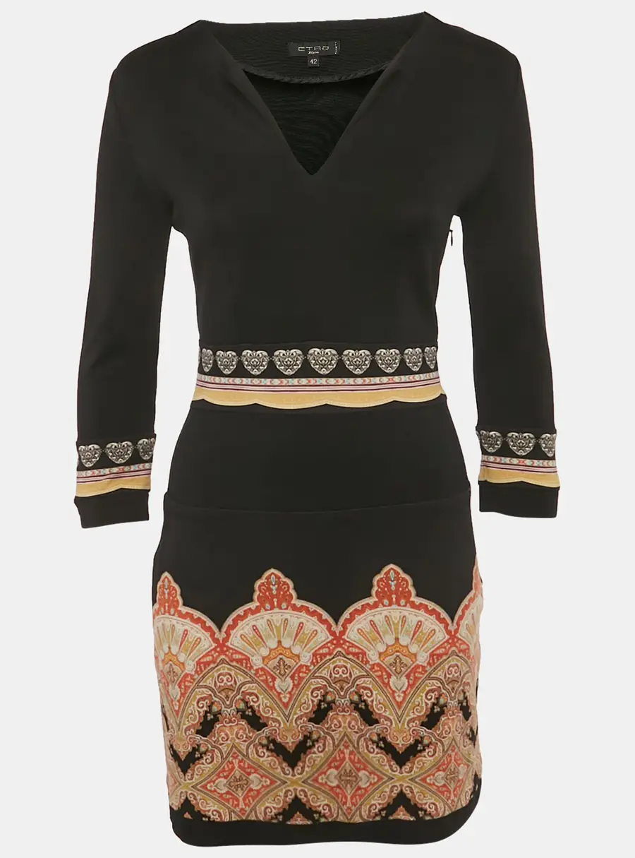 Etro Black Printed Jersey Mini Dress M