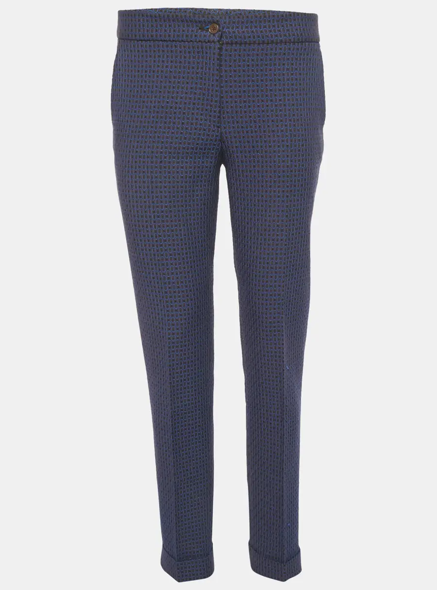 Etro Blue Jacquard Skinny Trousers M