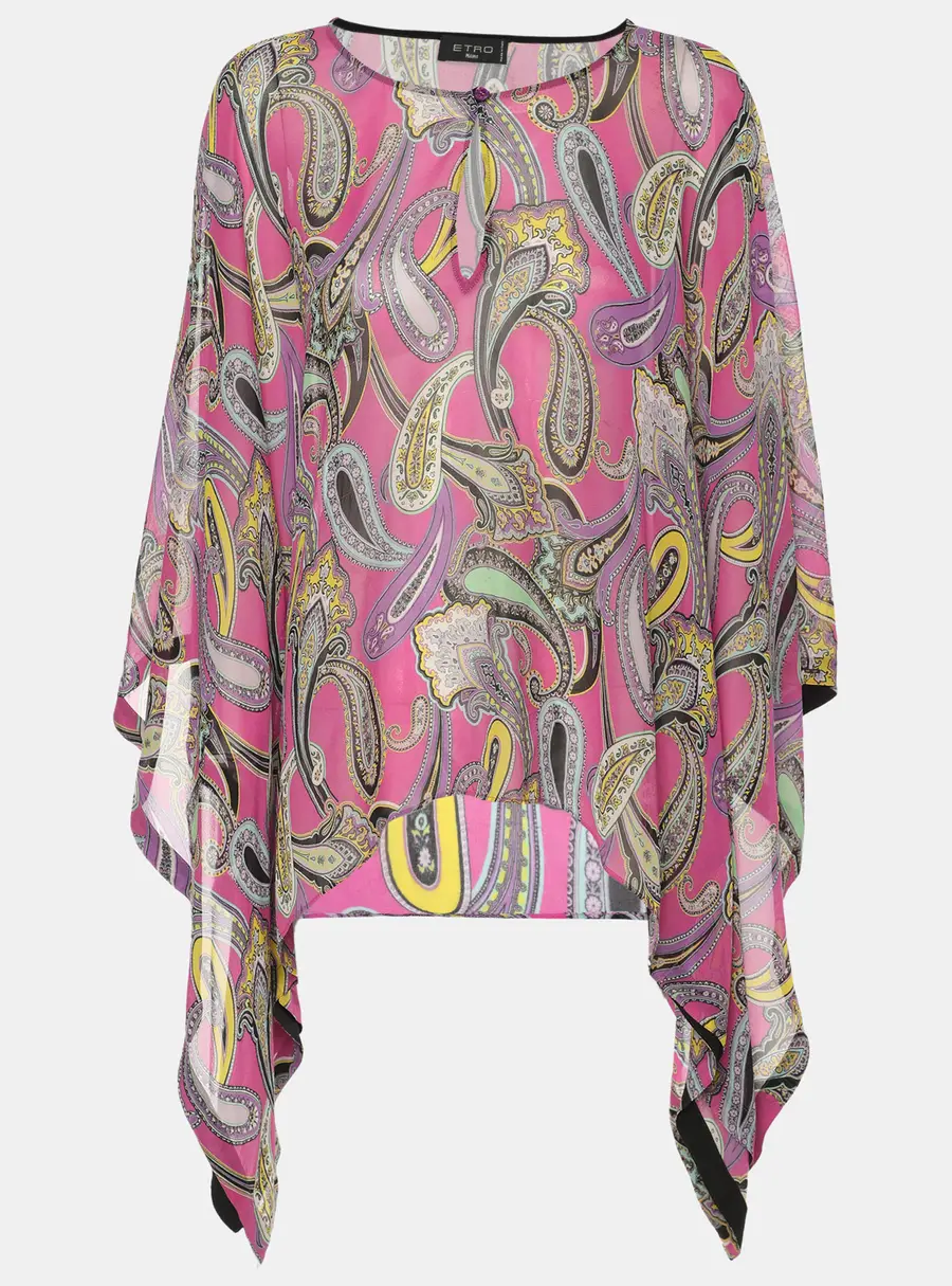 Etro Multicolor Silk Draped Paisley Print Blouse M
