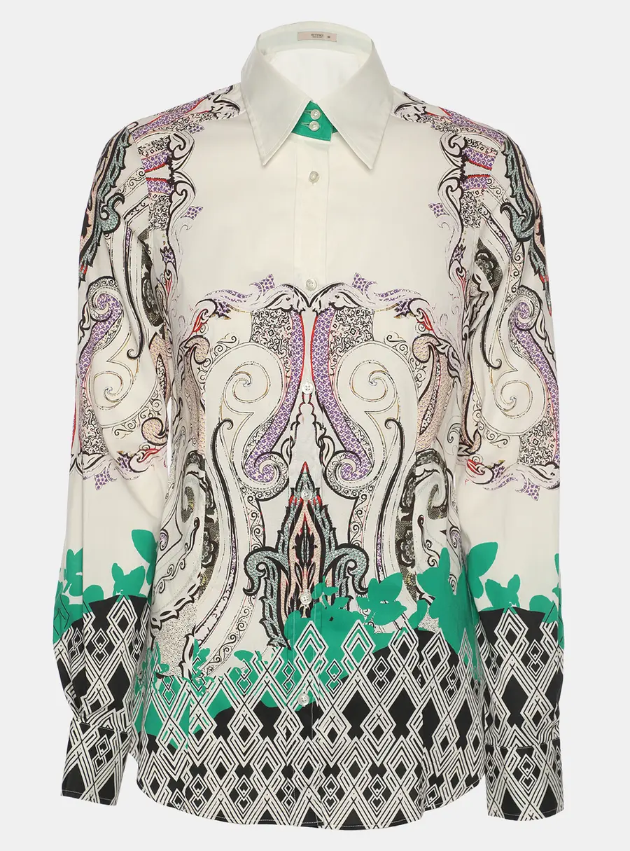 Etro Multicolor Printed Cotton Long Sleeve Shirt S
