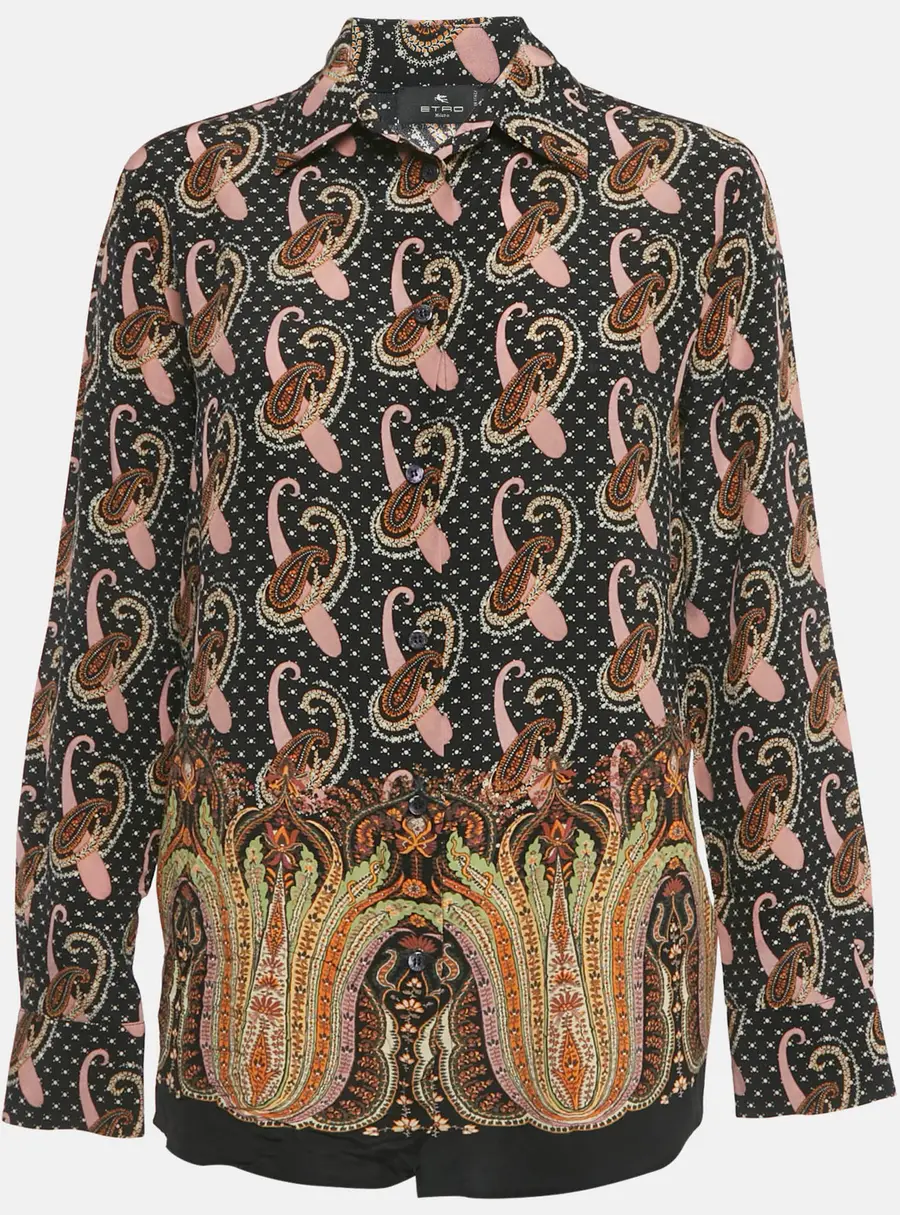 Etro Black Paisley Print Silk Shirt S