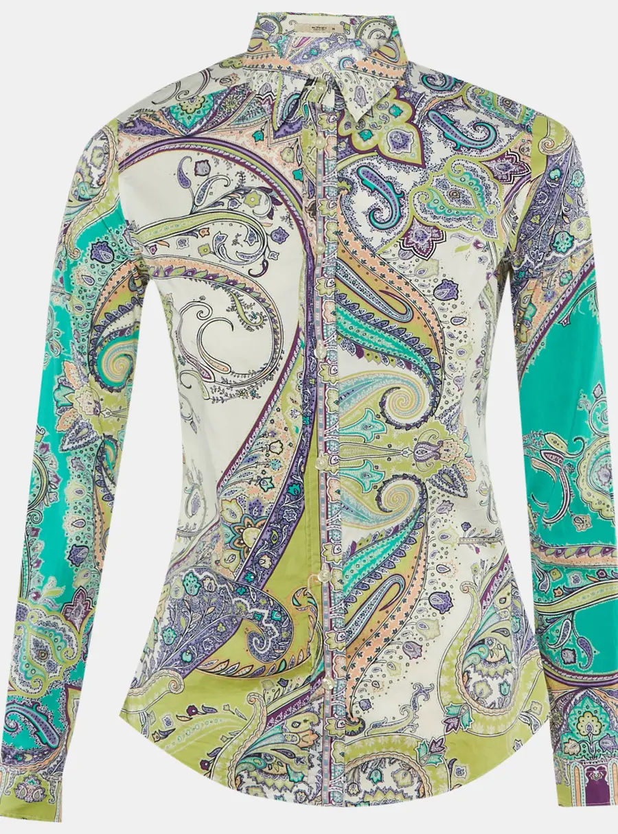 Etro Green Paisley Print Cotton Long Sleeve Shirt S